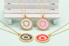 Round Colorful Oil Necklace Pendant Necklace