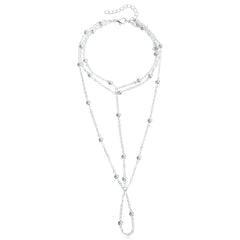 Fashion Silver Color Metal Beads Chain Anklet Connecting Foot Finger Bracelet Barefoot Anklets For Women Beach Creative Jewelry