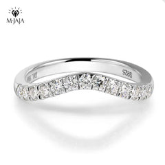 Half Eternity Moissanite Ring - Curved Wedding Band