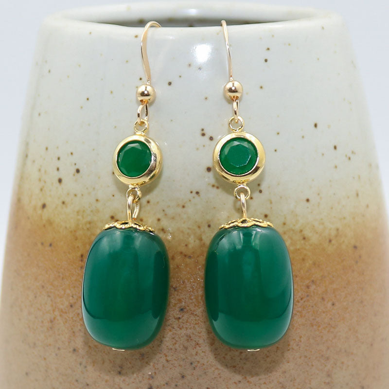 Fashion Personality Earrings Jade Pass Earrings