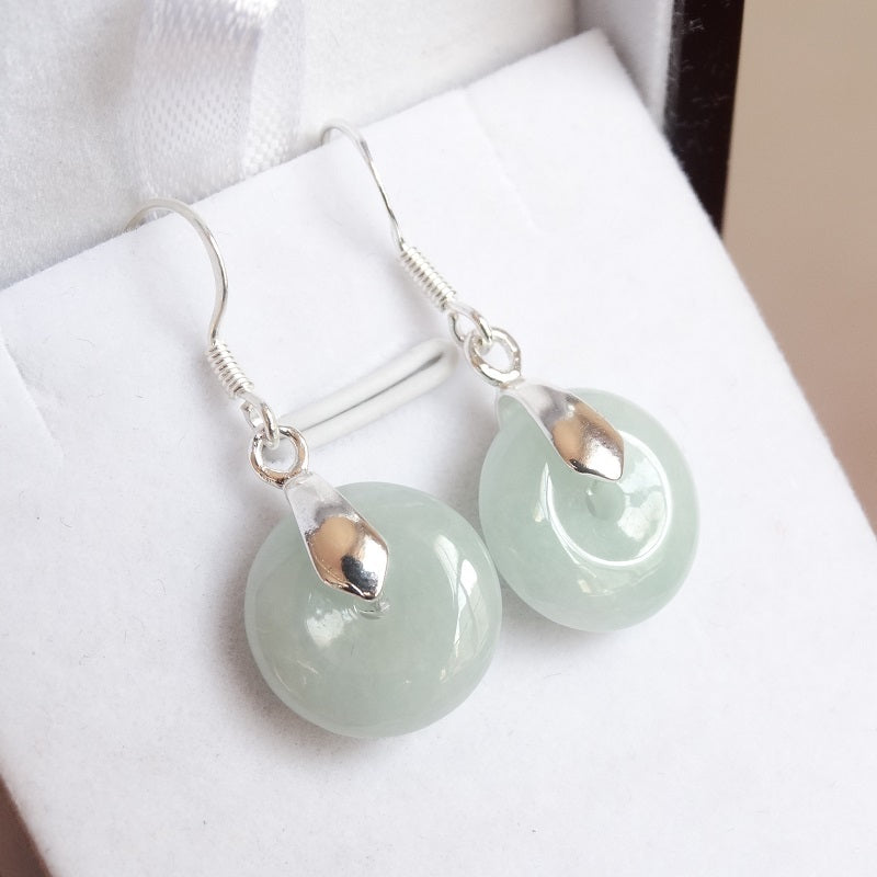 Sterling Silver Jade Earrings Pendant Long Tassel Earrings Earrings
