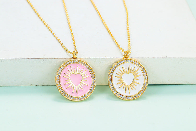 Round Colorful Oil Necklace Pendant Necklace