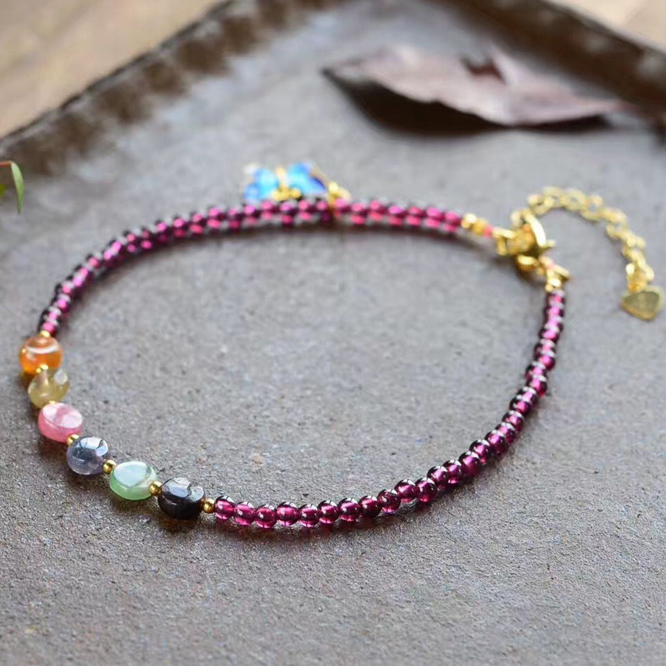 Natural Wine Garnet Women's Summer Anklets