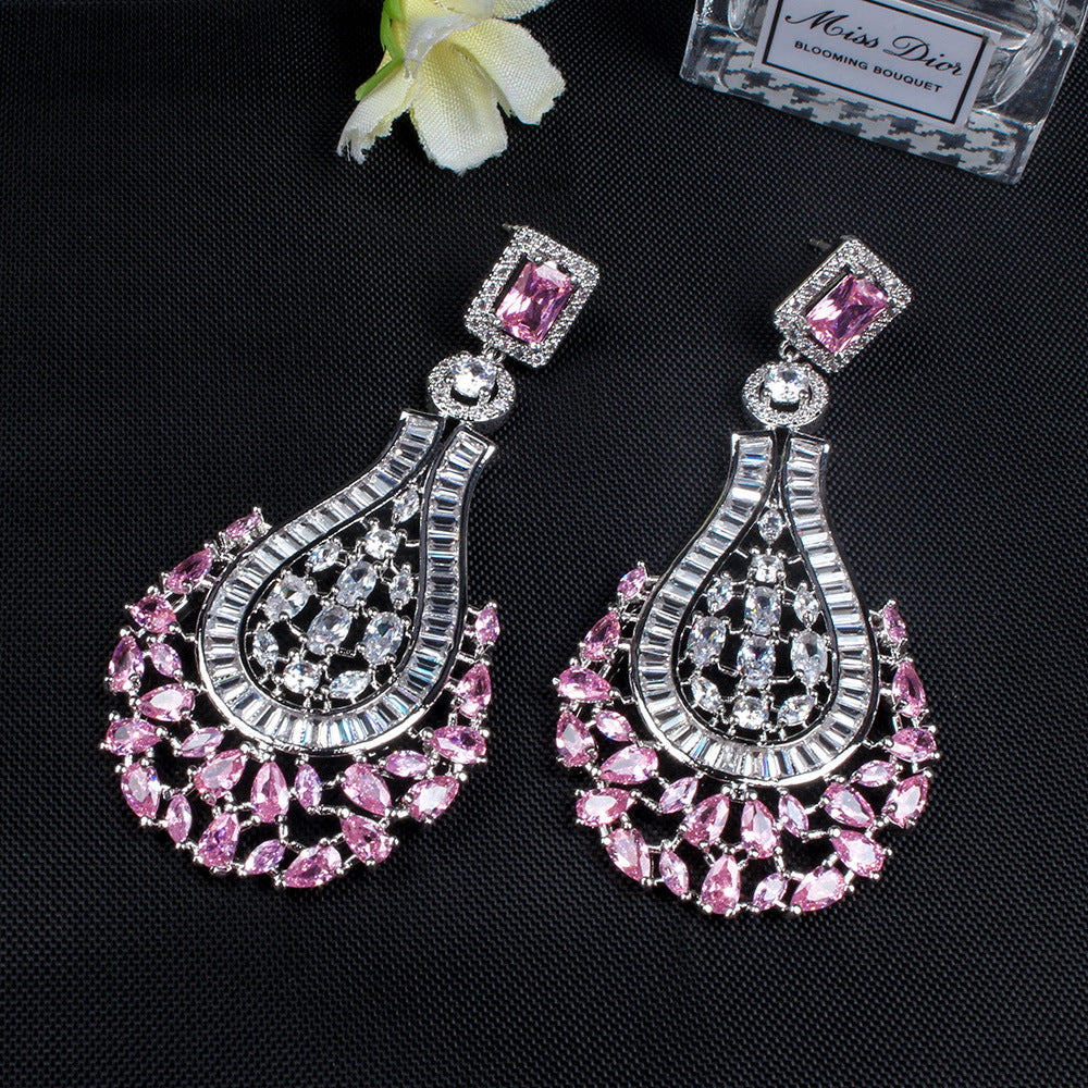 Fashion Long Tassel Earrings Zircon Earrings 925 Silver Needle Earrings