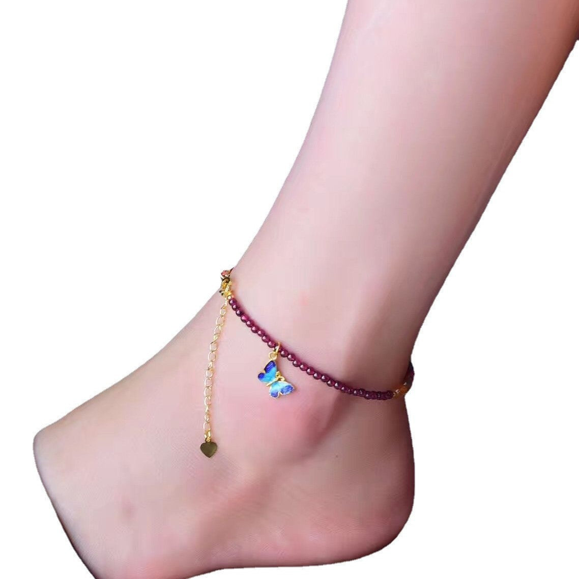 Natural Wine Garnet Women's Summer Anklets