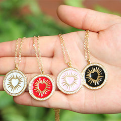 Round Colorful Oil Necklace Pendant Necklace