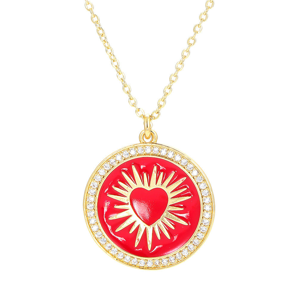 Round Colorful Oil Necklace Pendant Necklace