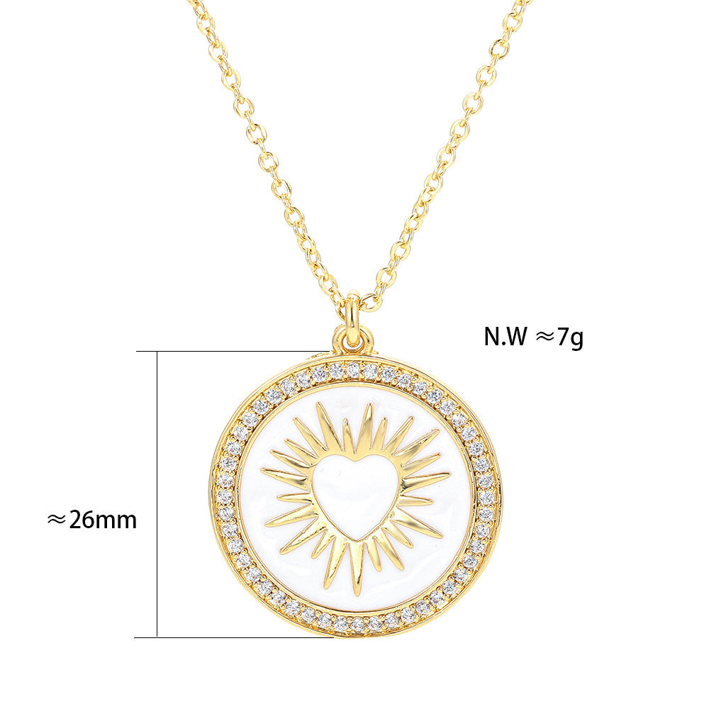 Round Colorful Oil Necklace Pendant Necklace