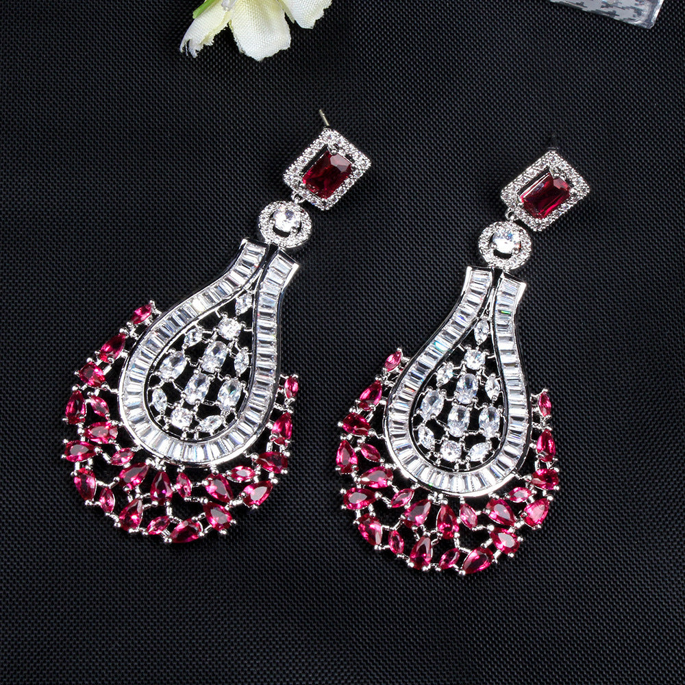 Fashion Long Tassel Earrings Zircon Earrings 925 Silver Needle Earrings