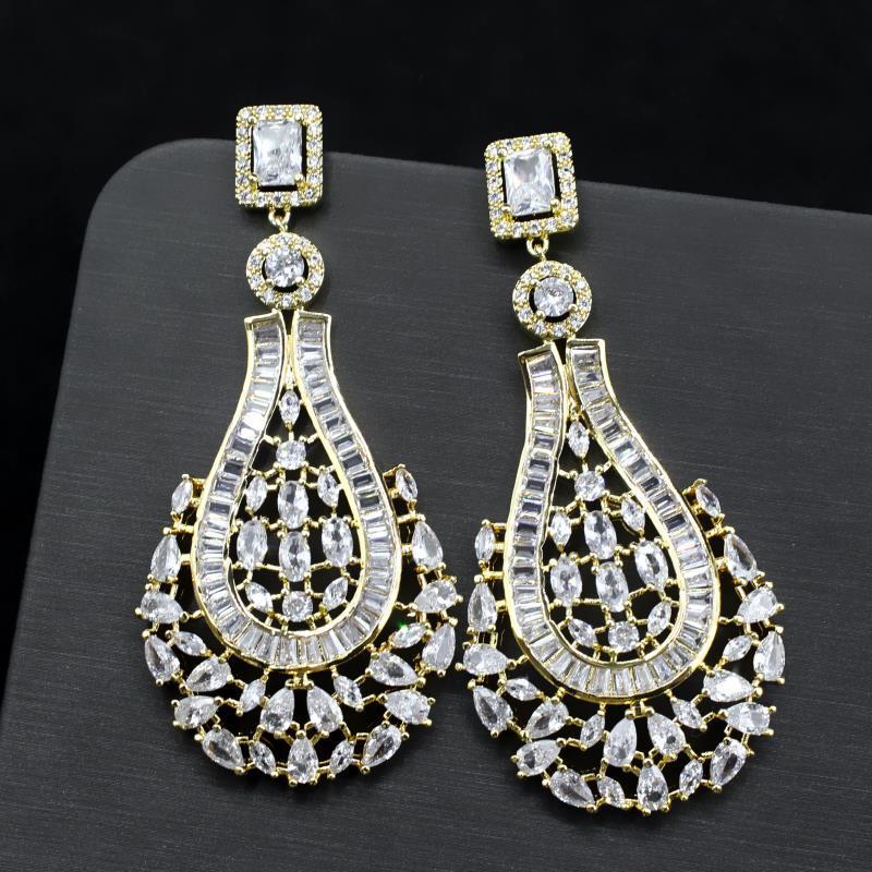 Fashion Long Tassel Earrings Zircon Earrings 925 Silver Needle Earrings