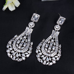 Fashion Long Tassel Earrings Zircon Earrings 925 Silver Needle Earrings