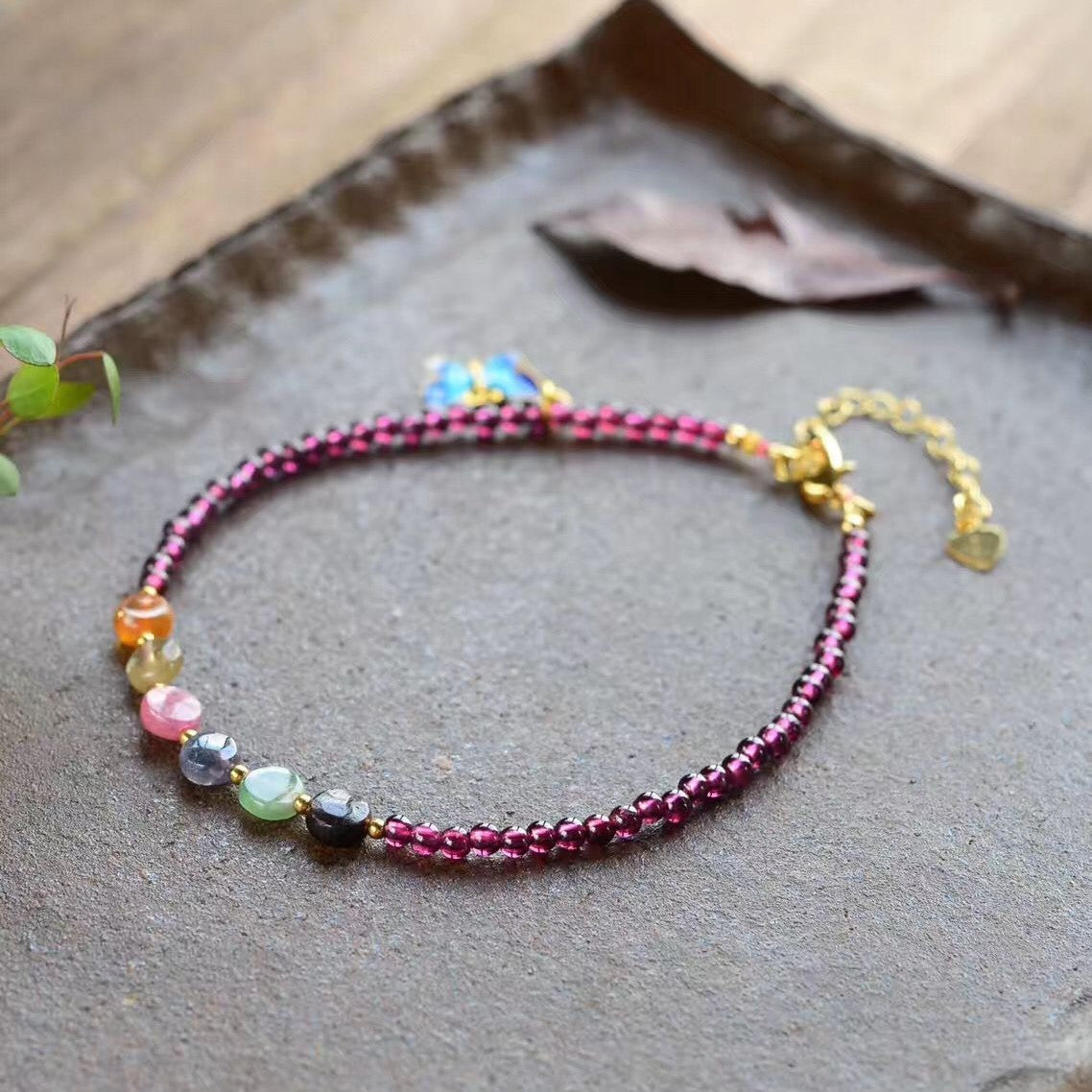 Natural Wine Garnet Women's Summer Anklets