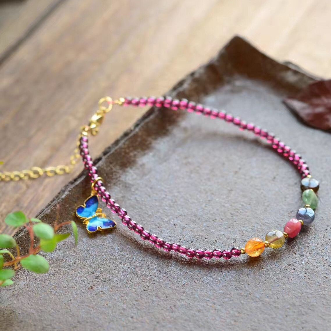 Natural Wine Garnet Women's Summer Anklets