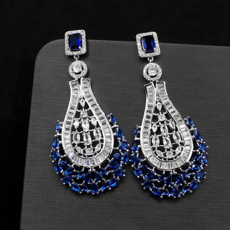 Fashion Long Tassel Earrings Zircon Earrings 925 Silver Needle Earrings