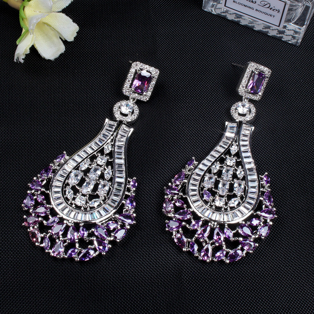 Fashion Long Tassel Earrings Zircon Earrings 925 Silver Needle Earrings