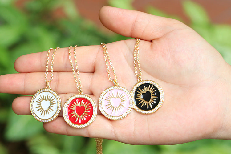 Round Colorful Oil Necklace Pendant Necklace