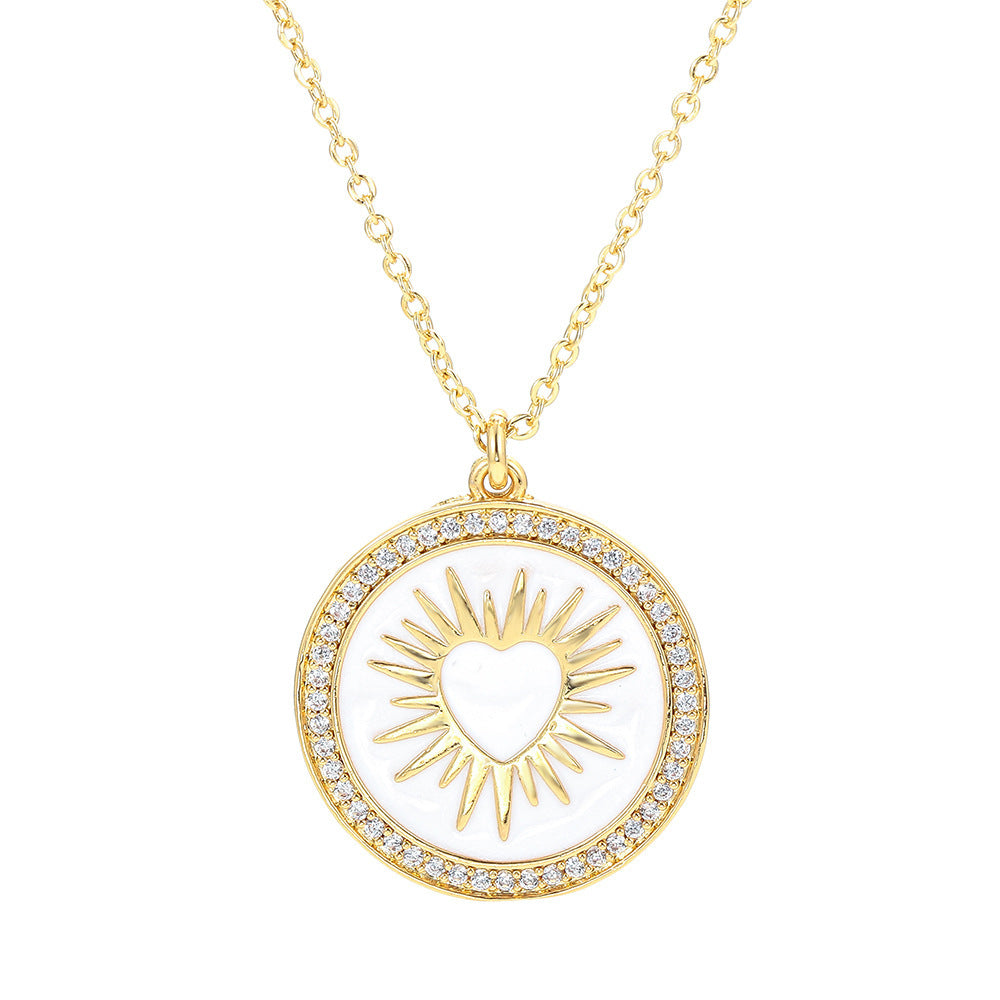 Round Colorful Oil Necklace Pendant Necklace