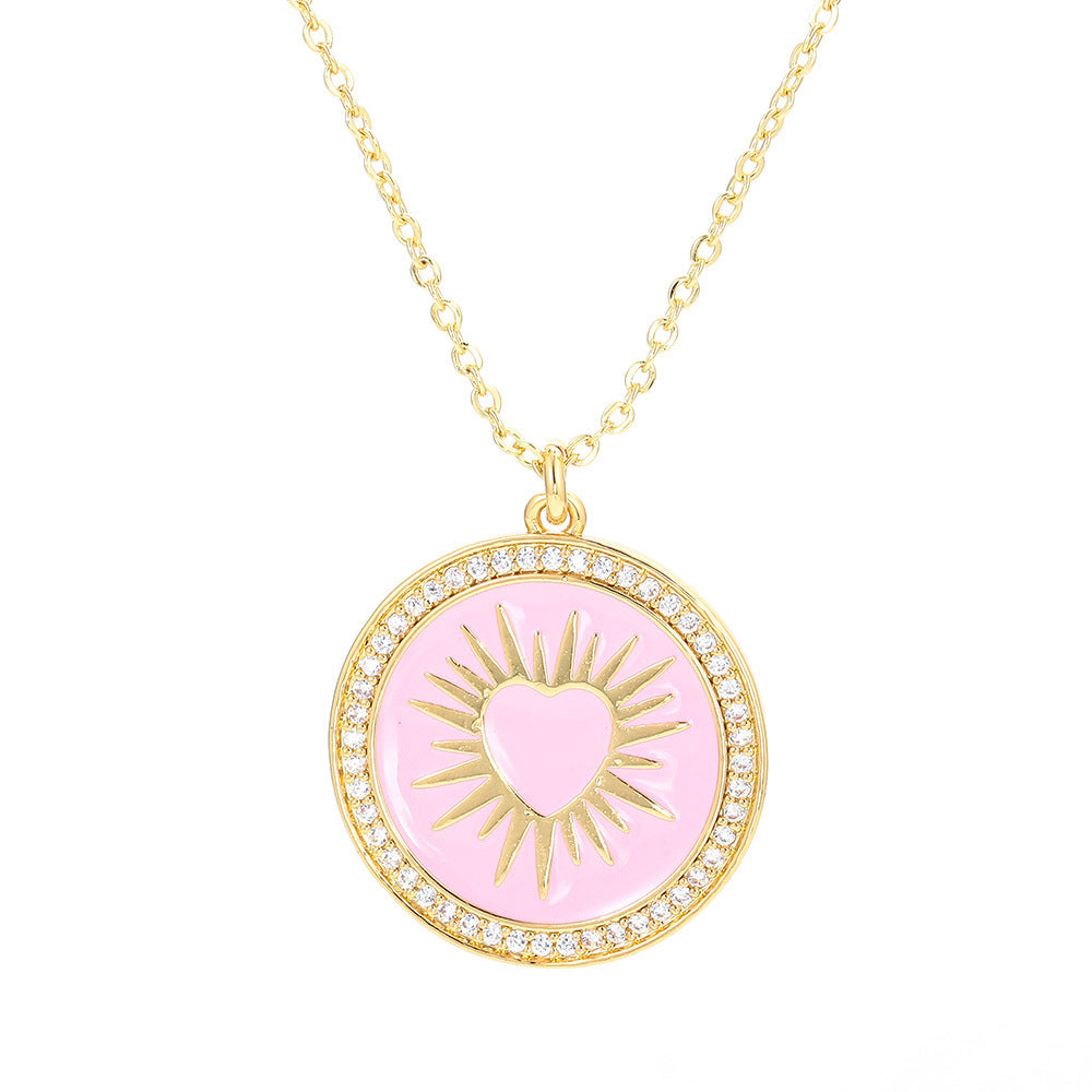Round Colorful Oil Necklace Pendant Necklace