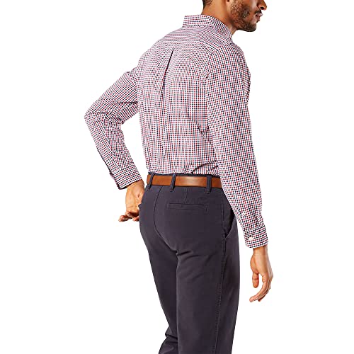 Dockers Men's Long Sleeve Button Up Perfect Shirt, Rio Red Gingham, Small