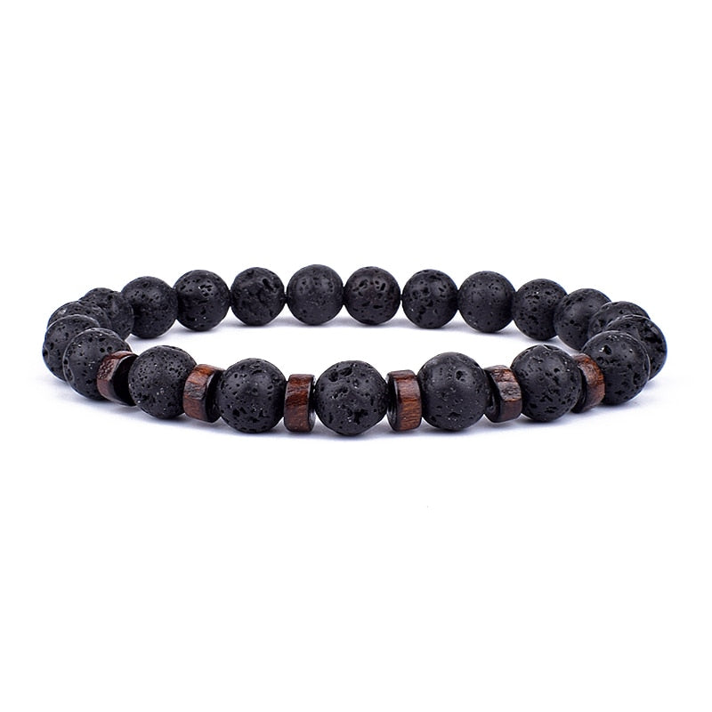 Bracelet en pierre volcanique pour hommes