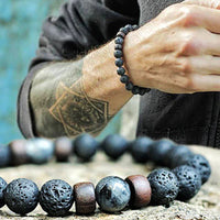 Bracelet en pierre volcanique pour hommes