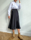 Elegant Women&#39;s Skirts Korean Fashion Satin Silk A-line Skirt Office Black Champagne Long Summer Skirts Woman Fashion 2023