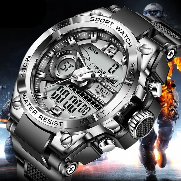 Montre LIGE numérique pour hommes  Style militaire